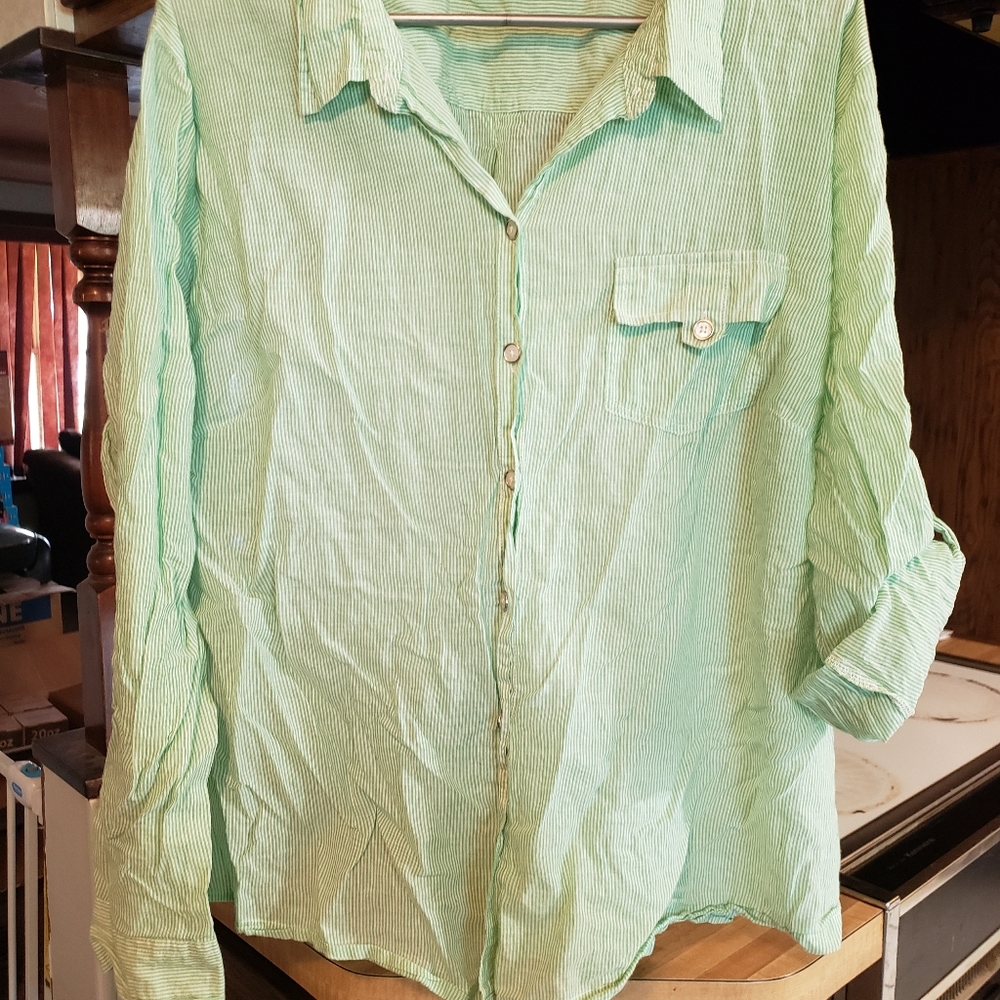 Falls Creek green button up shirt size 4x